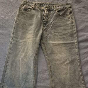 Wide Leg Distressed Ankle Jeans